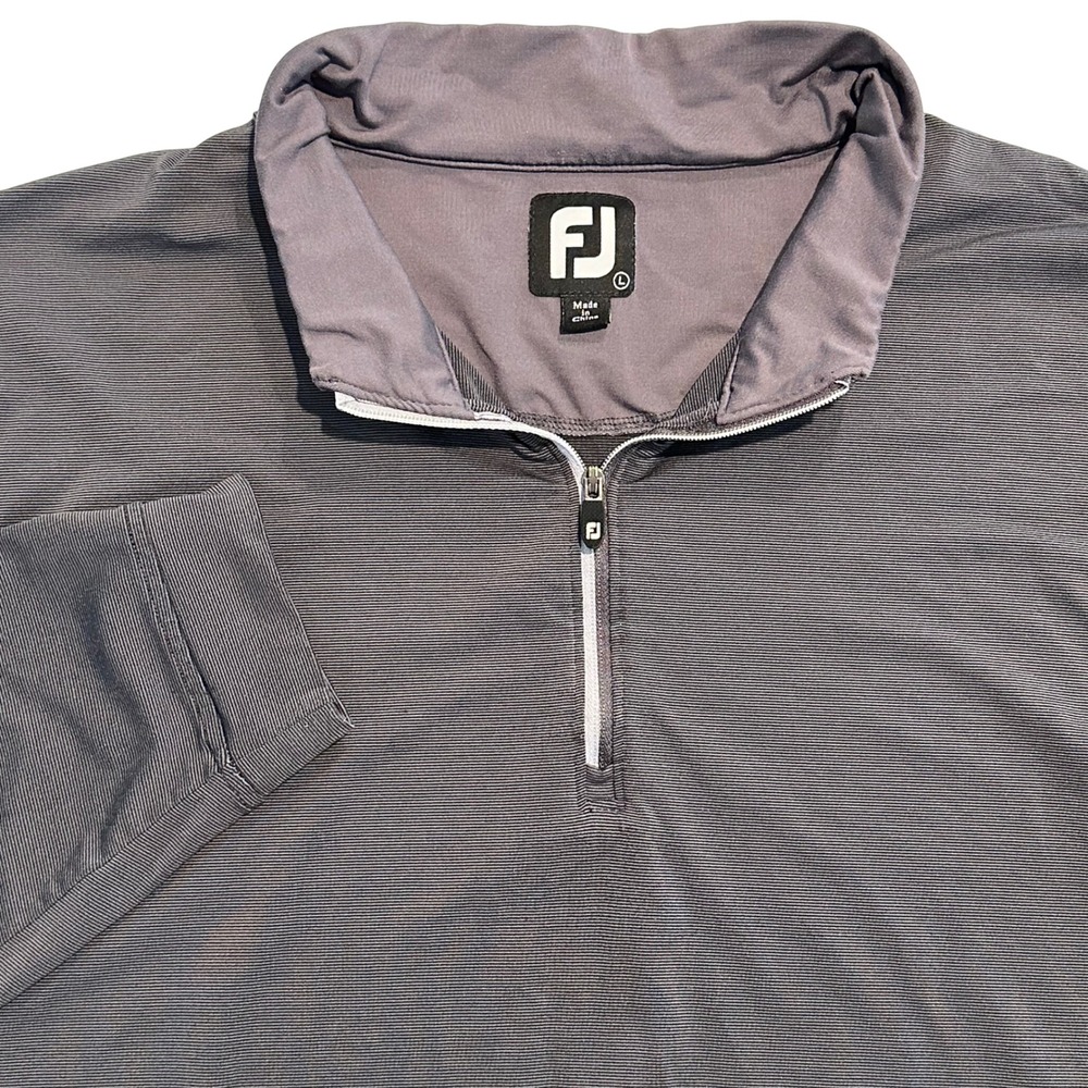 FootJoy Men's Large Charcoal Grey Micro Stripe Quarter Zip‎ Golf Pullover Shirt